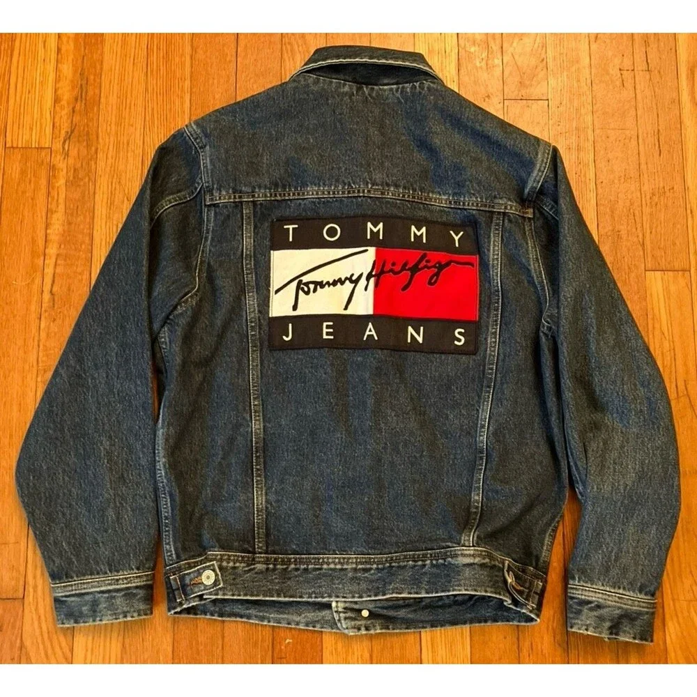 Vintage Tommy Hilfiger Jeans Big Flag Denim Jacket Stars & Stripes Lining XS / S